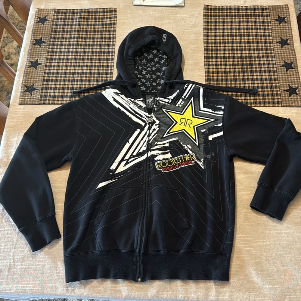 Fox Black Zip Up Sweatshirt with Bold Star Design - Picture 3 of 15